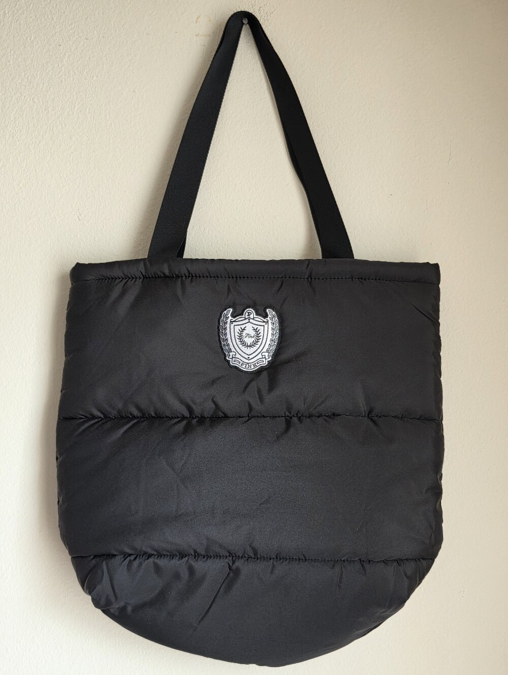 Victorias Secret PINK Black Puffer Tote Bag